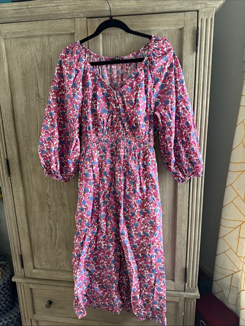J. Crew Pink, Red, & Blue Floral Midi Dress